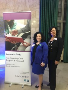 Lynn Biot Gordon, COO of the NCCDP, and Sandra Stimson, CEO, at the Dementia 2020 Conference, London, England.